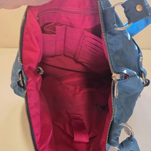 Baggallini Teal Nylon Shoulder Bag Tote Bag Purse - Picture 5 of 9